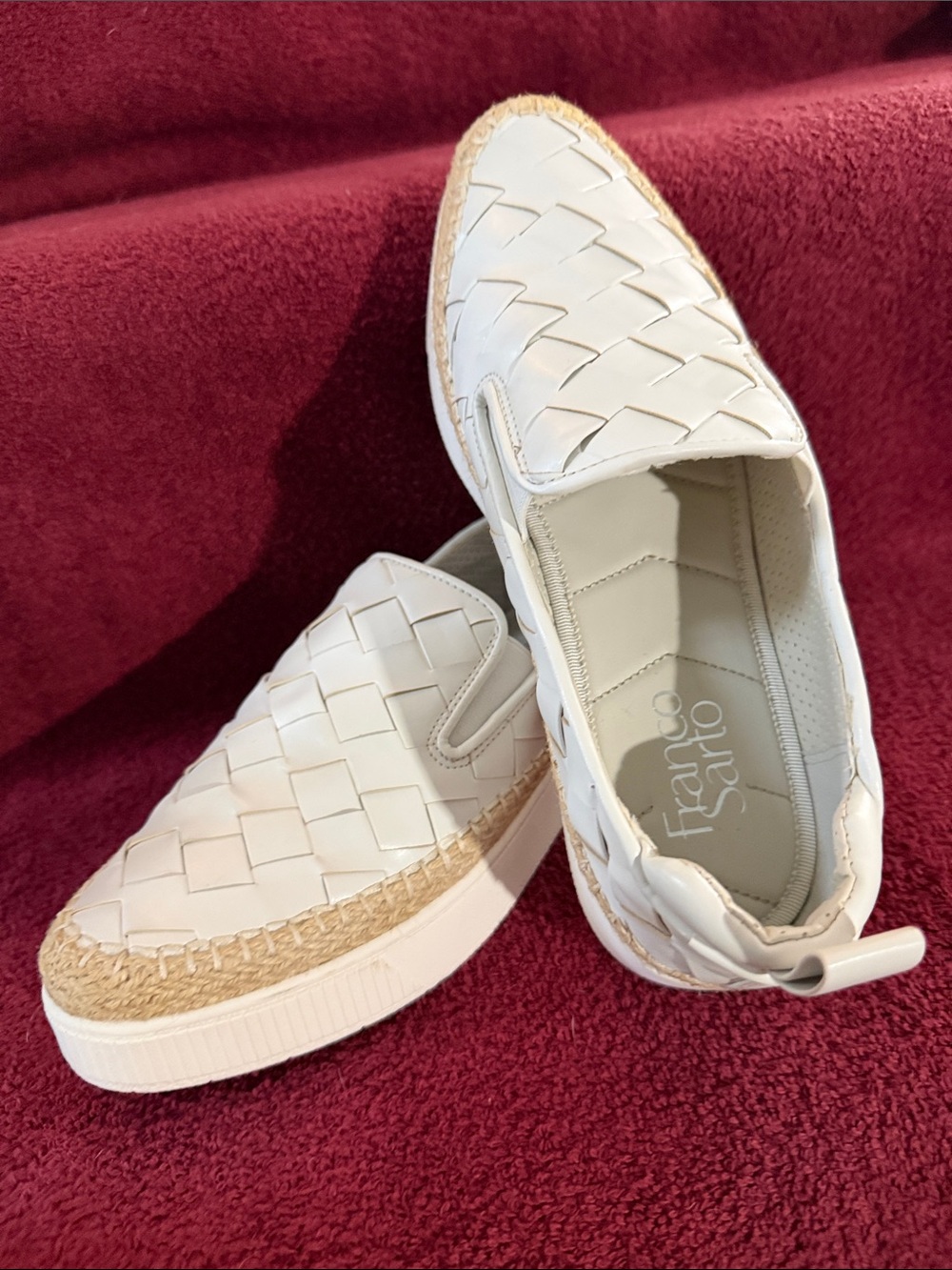 Franco Sarto White Woven Slip-On Espadrille Mule